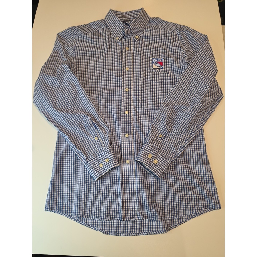 New York Rangers Antigua Mens Medium Long Sleeve Plaid Button Up With... - Picture 1 of 10